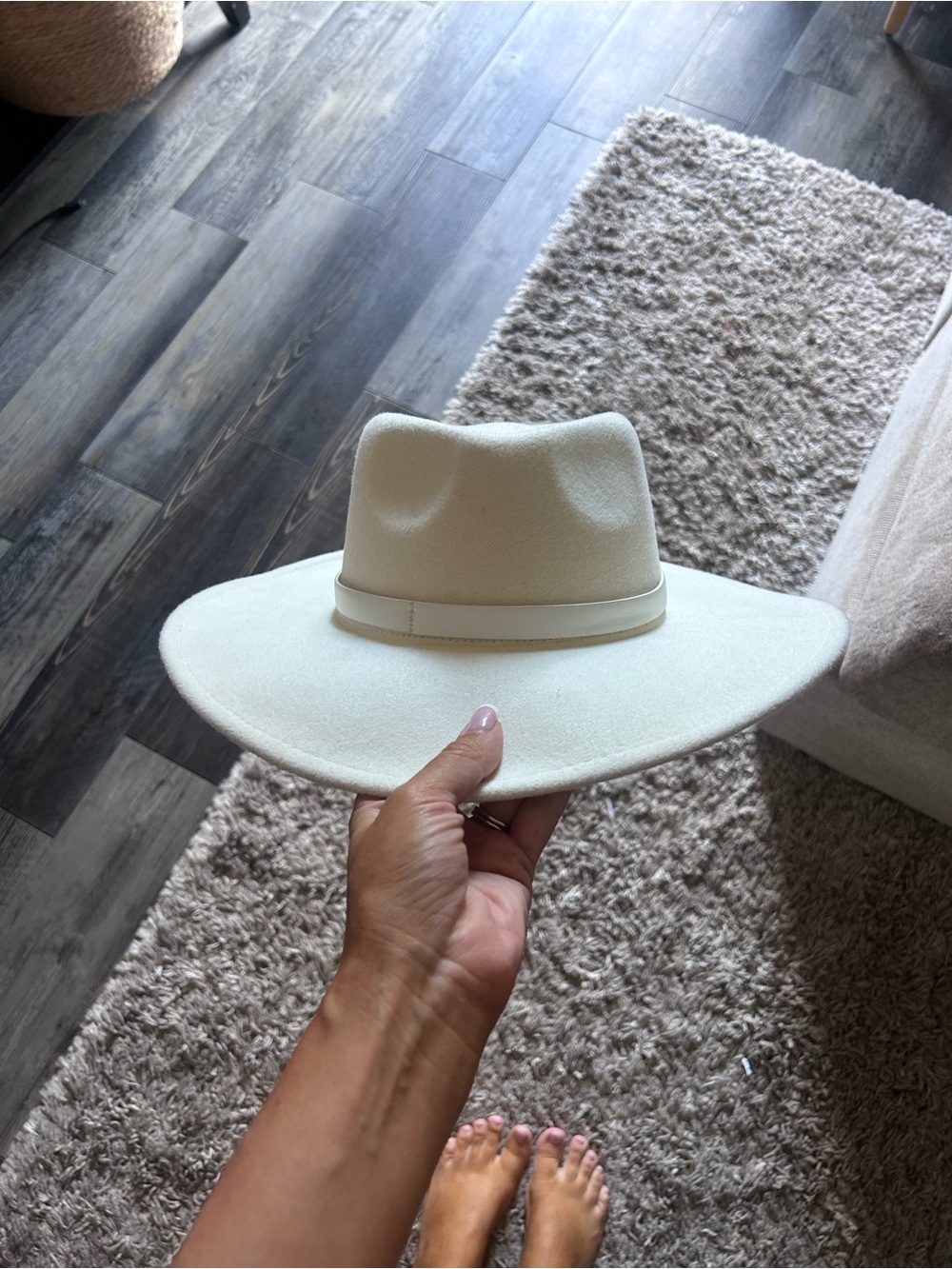 Classic Wide-Brim Men's Fedora Hat - Cream